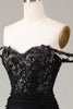 Indlæs billede til gallerivisning Fra skulderen sort glitrende havfrue gallakjole