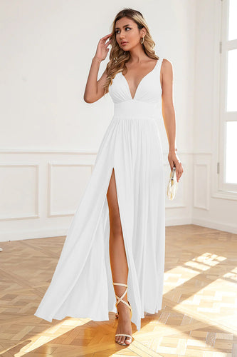 Enkel A-line chiffon lille hvid kjole