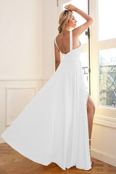 Enkel A-line chiffon lille hvid kjole