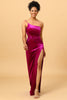 Indlæs billede til gallerivisning One Shoulder Velvet Prom Dress med slids