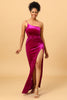 Indlæs billede til gallerivisning One Shoulder Velvet Prom Dress med slids