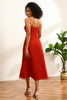 Indlæs billede til gallerivisning Rød Chiffon Mid-Calf Brudepige kjole med slids