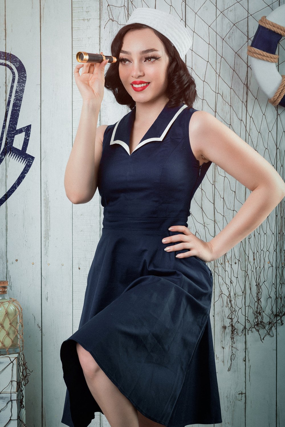 Flade Bla 1950erne stil kjole
