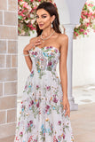Beauty A Line Sweetheart Elfenben lang brudekjole med broderi