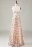 A-Line Sweetheart Champagne Blomst Brudepige Kjole