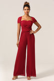 Bourgogne Chiffon konvertible brudepige jumpsuits