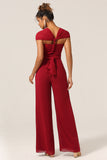 Bourgogne Chiffon konvertible brudepige jumpsuits