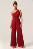 Bourgogne Chiffon konvertible brudepige jumpsuits