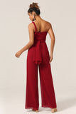 Bourgogne Chiffon konvertible brudepige jumpsuits