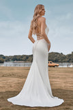 Enkle spaghettistropper Hvid brudekjole med Criss Cross Back