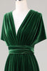 Indlæs billede til gallerivisning Mørkegrøn Covertible Wear Velvet Long Brudepige Kjole