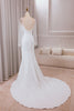 Indlæs billede til gallerivisning Elfenbenstrompet kærestehals satin brudekjole med blonder lange ærmer