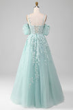 Mint Ball-kjole Off The Shoulder Beaded Prom kjoler med applikationer