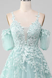 Mint Ball-kjole Off The Shoulder Beaded Prom kjoler med applikationer