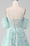 Mint Ball-kjole Off The Shoulder Beaded Prom kjoler med applikationer