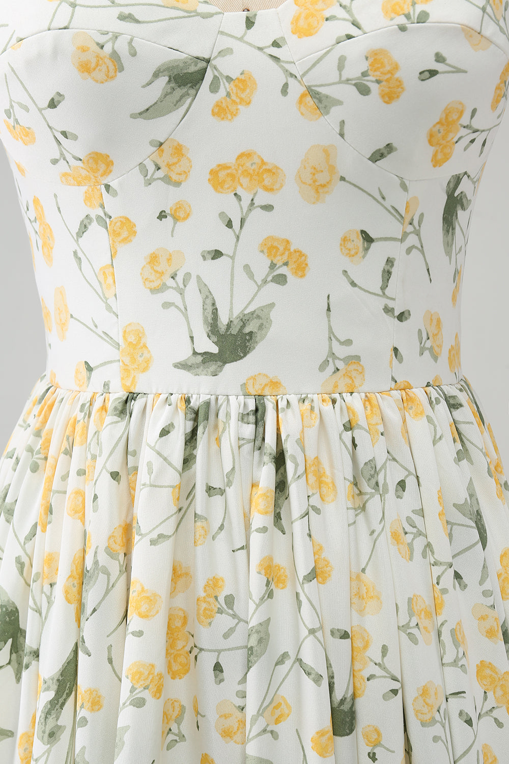 Elfenben A-Line Floral Lang Gallakjole