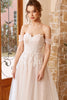 Indlæs billede til gallerivisning Elegant A Line Halter hvid lang brudekjole med applikationer