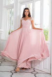 Pink Beaded Chiffon Mor til bruden Kjole