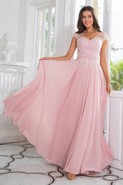 Pink Beaded Chiffon Mor til bruden Kjole