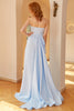 Indlæs billede til gallerivisning Havfrue lyseblå lang prom kjole med slids