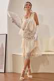 Plus Size Champagne Gatsby 1920'erne Flapper Kjole med Pailletter og Frynser