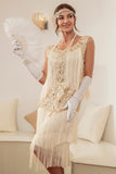 Plus Size Champagne Gatsby 1920'erne Flapper Kjole med Pailletter og Frynser