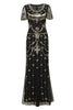 Indlæs billede til gallerivisning Sort Blush pailletter lang kjole fra 1920&#39;erne