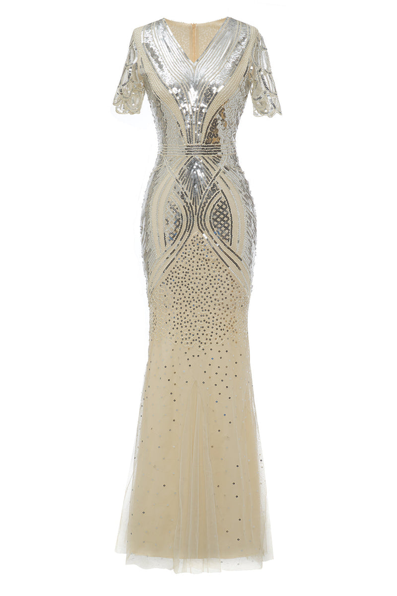 Indlæs billede til gallerivisning Abrikos pailletter 1920&#39;erne Prom Dress