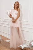 Blush One Shoulder Aftagelig Cocktail Kjole