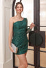 Indlæs billede til gallerivisning En skulder perle grøn cocktail kjole