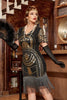 Indlæs billede til gallerivisning Paillet sort 1920&#39;er kjole med frynser