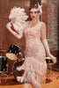 Indlæs billede til gallerivisning Blush Pailletter 1920&#39;erne Flapper Gatsby Kjole med Frynser