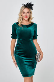 Mørkegrøn Bodycon fløjlskjole