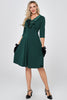 Indlæs billede til gallerivisning Mørkegrøn 3/4 ærmer Vintage kjole