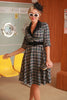 Indlæs billede til gallerivisning Grøn Plaid 1950&#39;ernes vintage kjole med bælte
