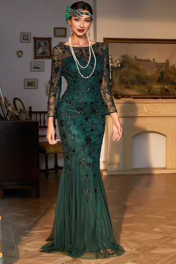 1920'erne Flapper kjole Lange frynser Gatsby kjole brølende 20'erne pailletperlekjole