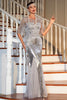 Indlæs billede til gallerivisning Gatsby kjole 1920&#39;erne Flapper kort kjole grå pailletter vintage kjole til fest