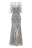 Indlæs billede til gallerivisning Grå paillethavfrue Stor Gatsby 1920&#39;er kjole