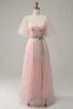 En Line Sweetheart Blush Long Prom Dress med broderi