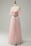 En Line Sweetheart Blush Long Prom Dress med broderi