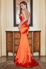 Indlæs billede til gallerivisning Havfrue spaghetti stropper Orange lang gallakjole med rygløs