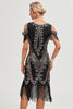 Indlæs billede til gallerivisning Sorte kolde skulder pailletter frynser 1920&#39;erne Gatsby kjole