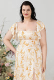 Off the Shoulder Plus size brudepigekjole med slids