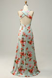 En Line Halter Neck Kobber Lang Brudepige Kjole med Criss Cross Back