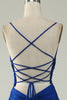 Indlæs billede til gallerivisning Havfrue Spaghetti Stropper Royal Blue Plus Size Prom Kjole med Criss Cross Back