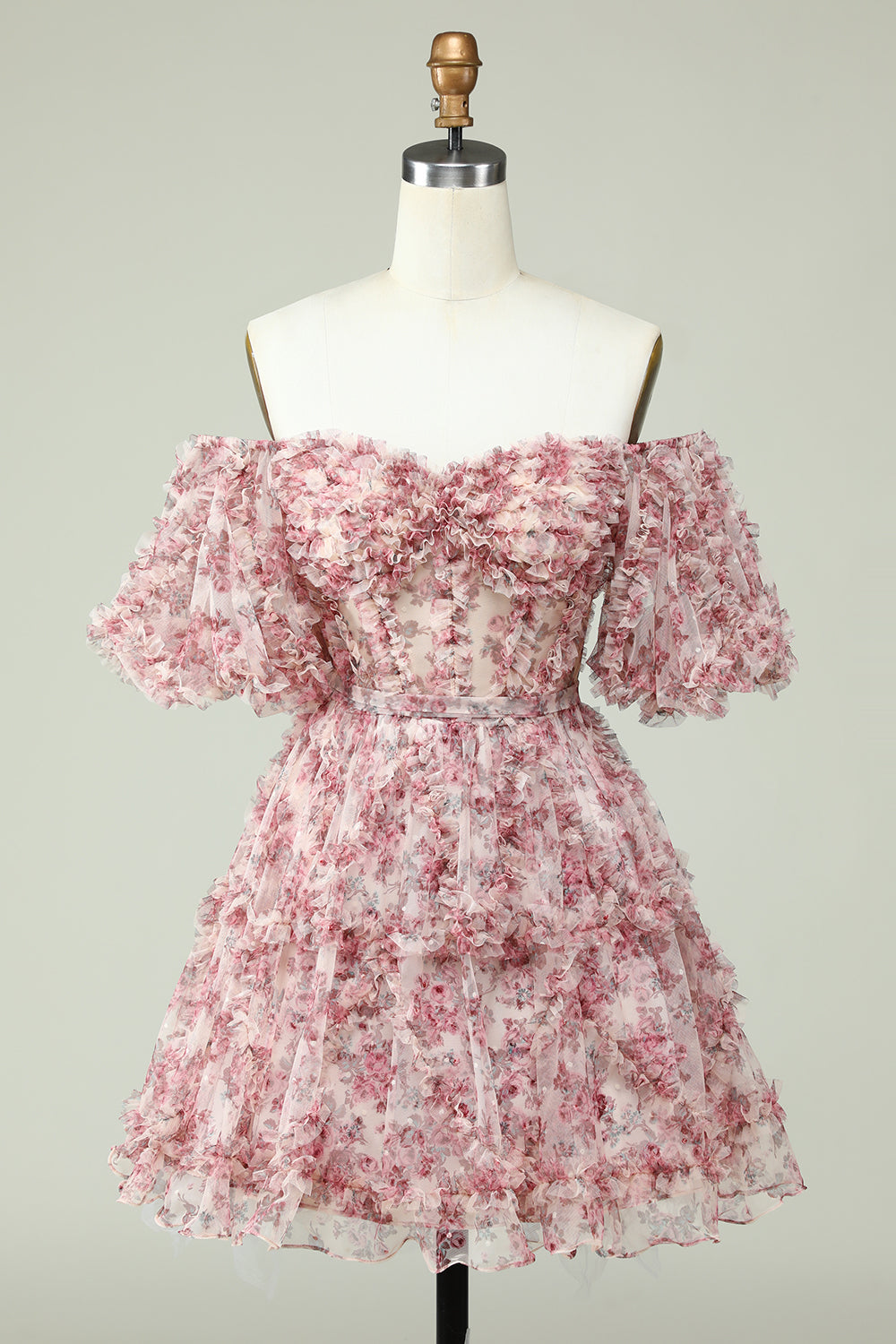 Off the Shoulder Homecoming Kjole med blomsterprint