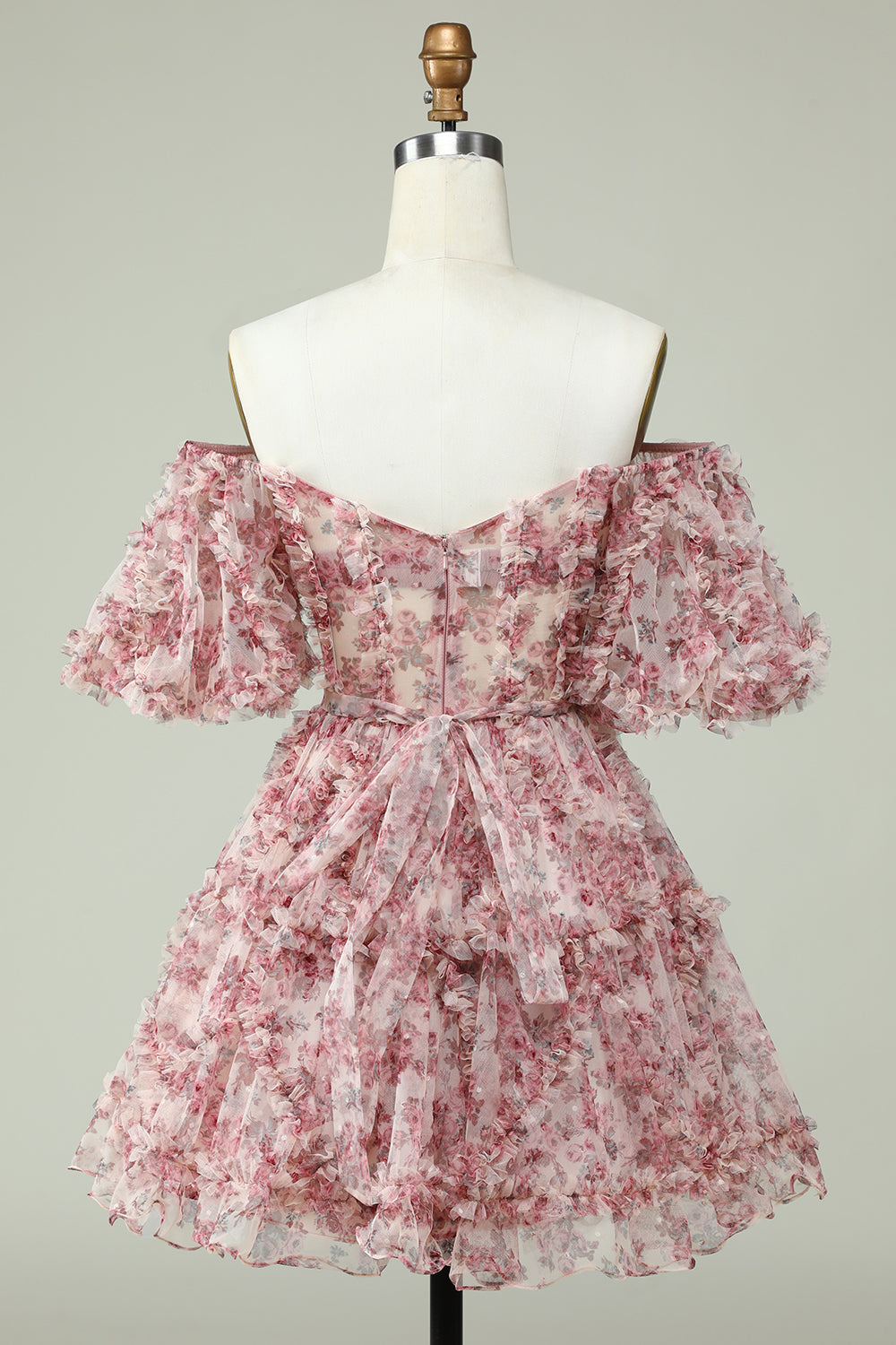 Off the Shoulder Homecoming Kjole med blomsterprint