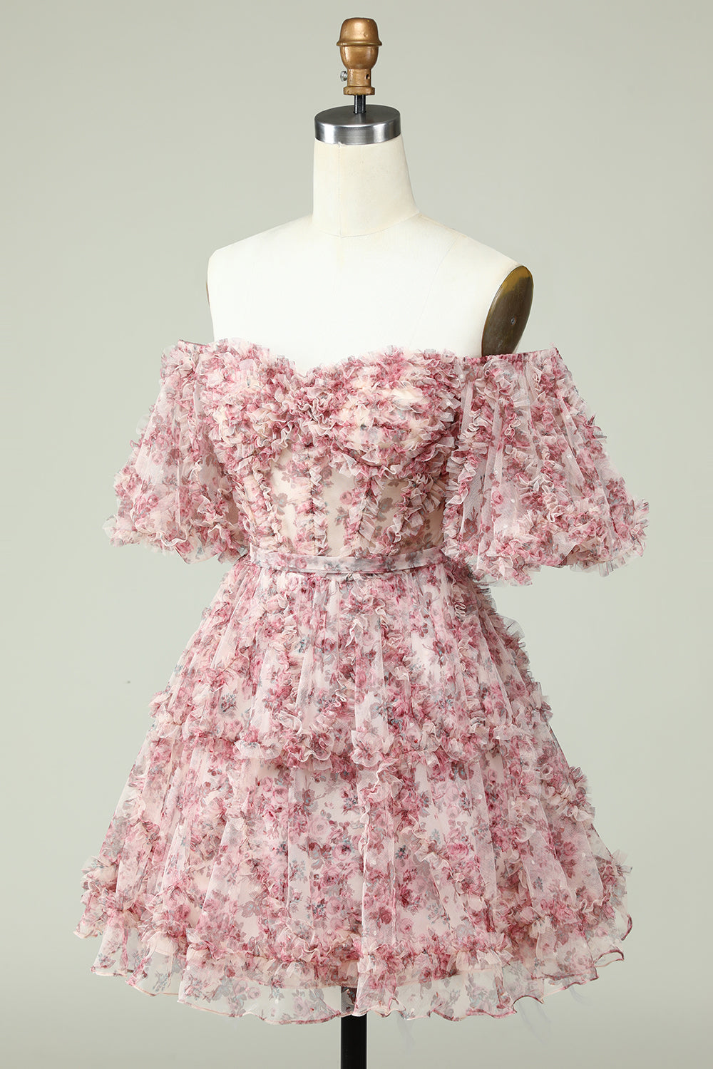 Off the Shoulder Homecoming Kjole med blomsterprint