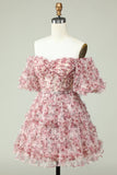 Off the Shoulder Homecoming Kjole med blomsterprint