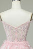 Indlæs billede til gallerivisning Sød A Line Off the Shoulder Pink Corset Homecoming Kjole med blonder
